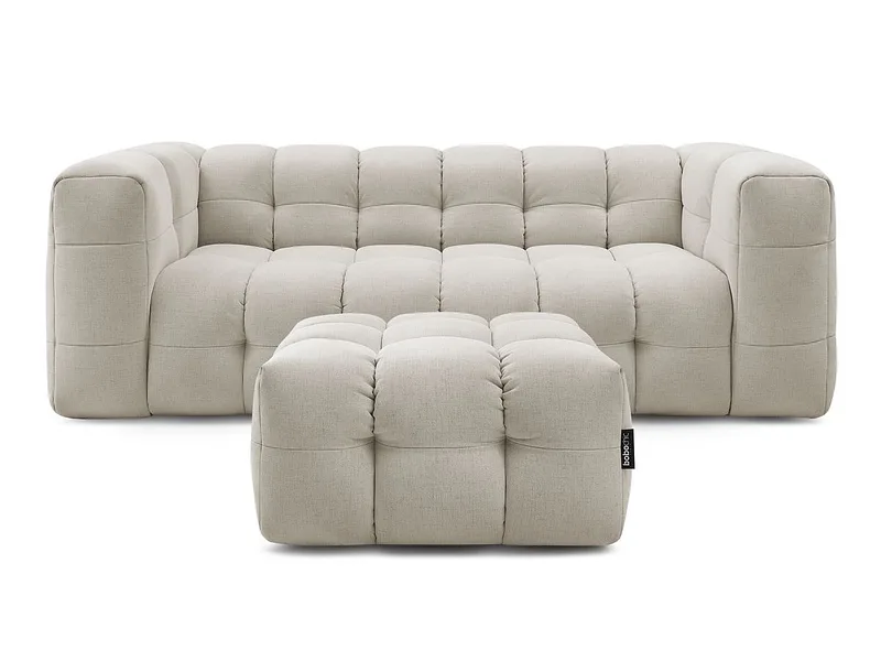 3er Sofa mit Hocker BOBOCHIC CLOUD Stoff beige