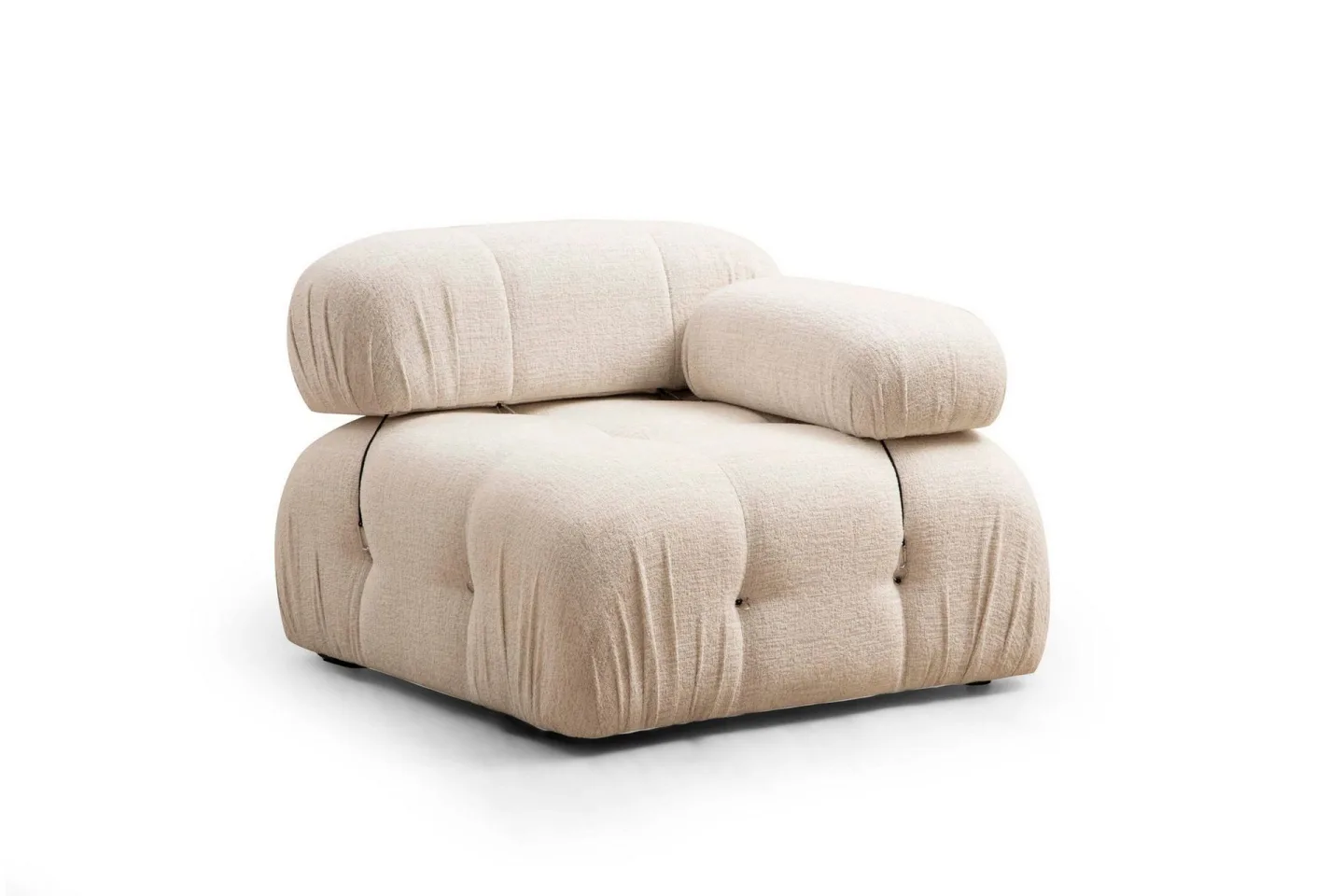 Belgin Högermodul / Fåtölj 95 cm med fasta armstöd och repdetaljer - Cream