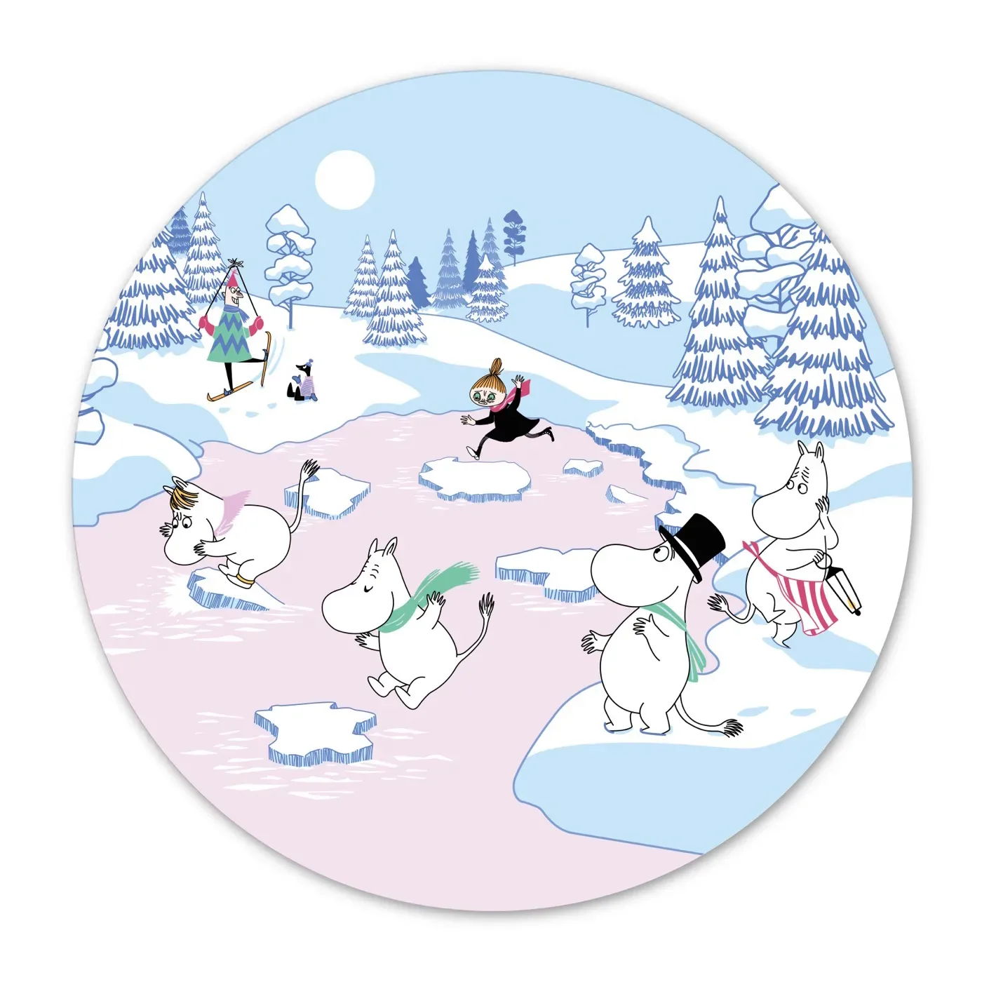 Opto Design Mumin Topfuntersetzer Winter 2022 Ø21cm Blau-Weiß-Rosa