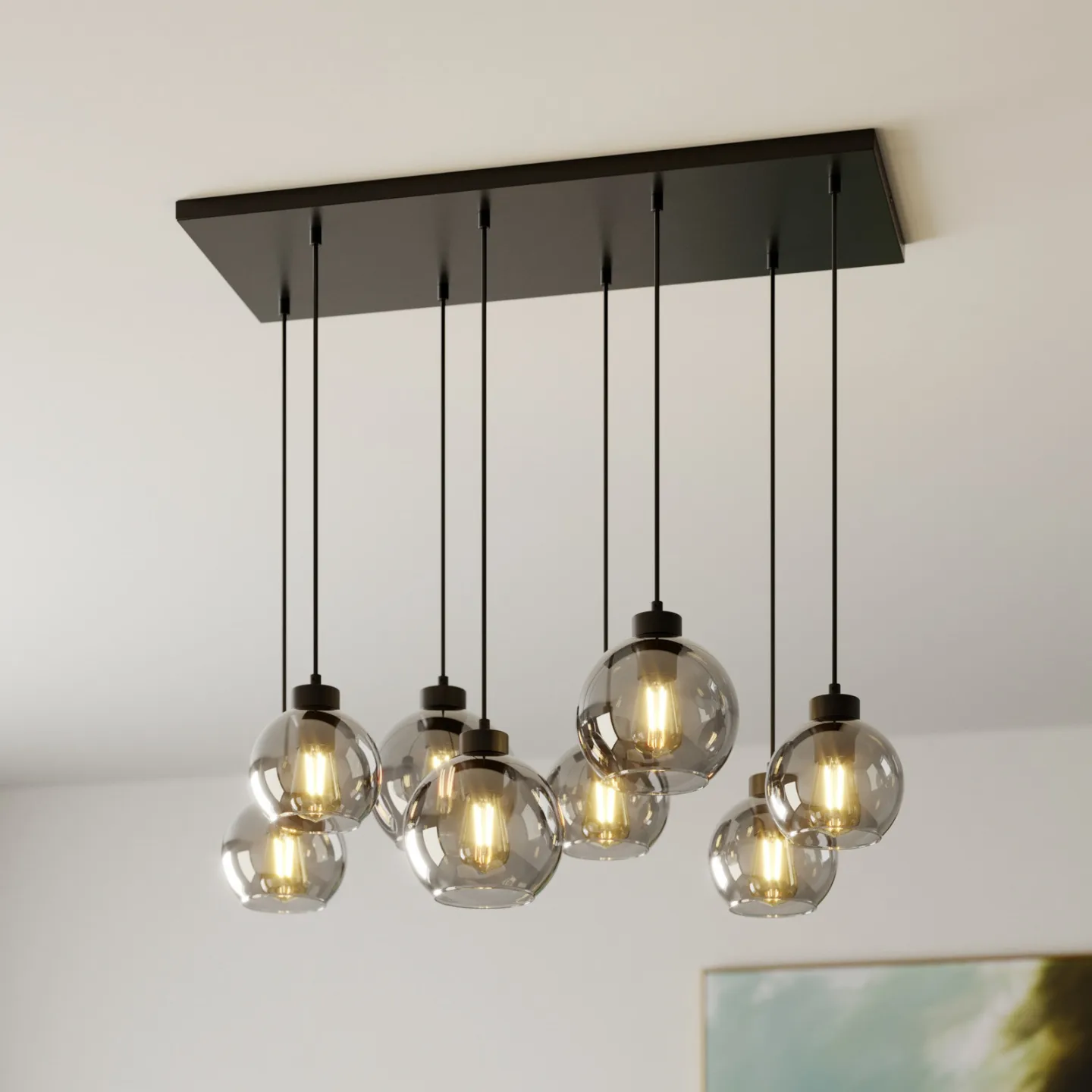 Cubus Hängelampe 95 cm lang8-flammig rauchgrau Glas TK Lighting - Wohnzimmer - Modern - Mehrflammig