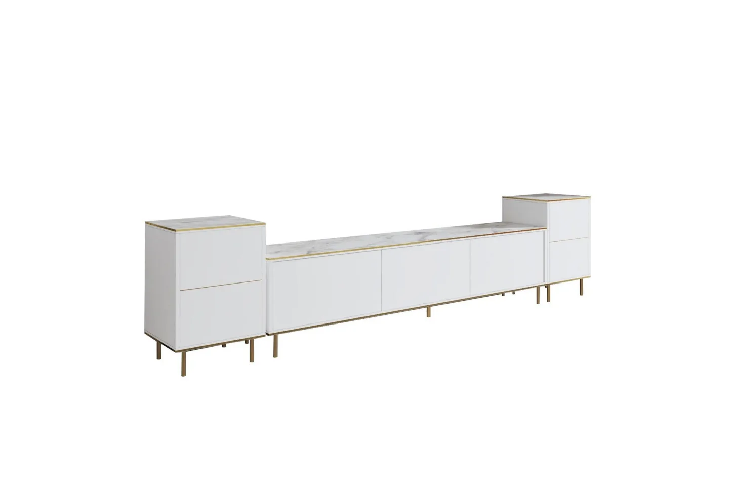 Imaj Tv-bänk 180 cm - Vit marmor/Guld