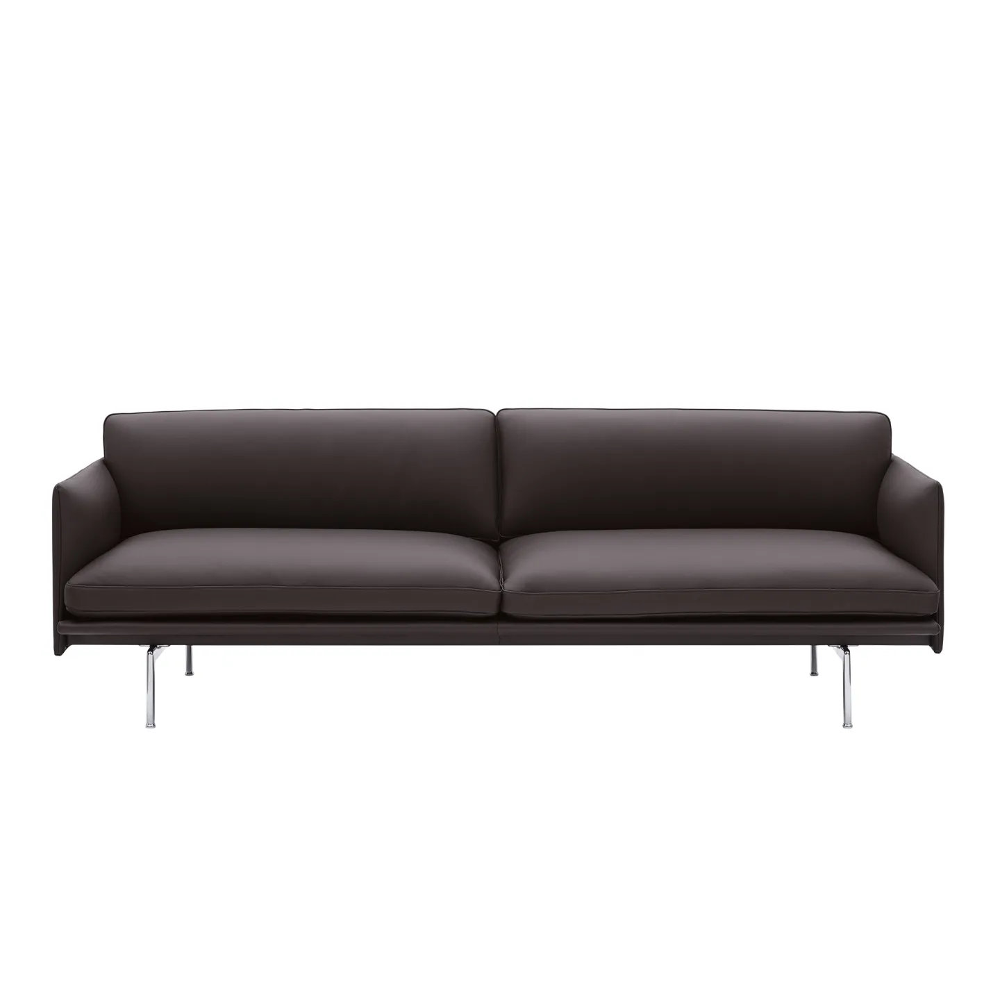 Muuto - Outline 3-Seater / Polished Aluminium Base Easy Leather Root - Soffor - Anderssen & Voll - Brun
