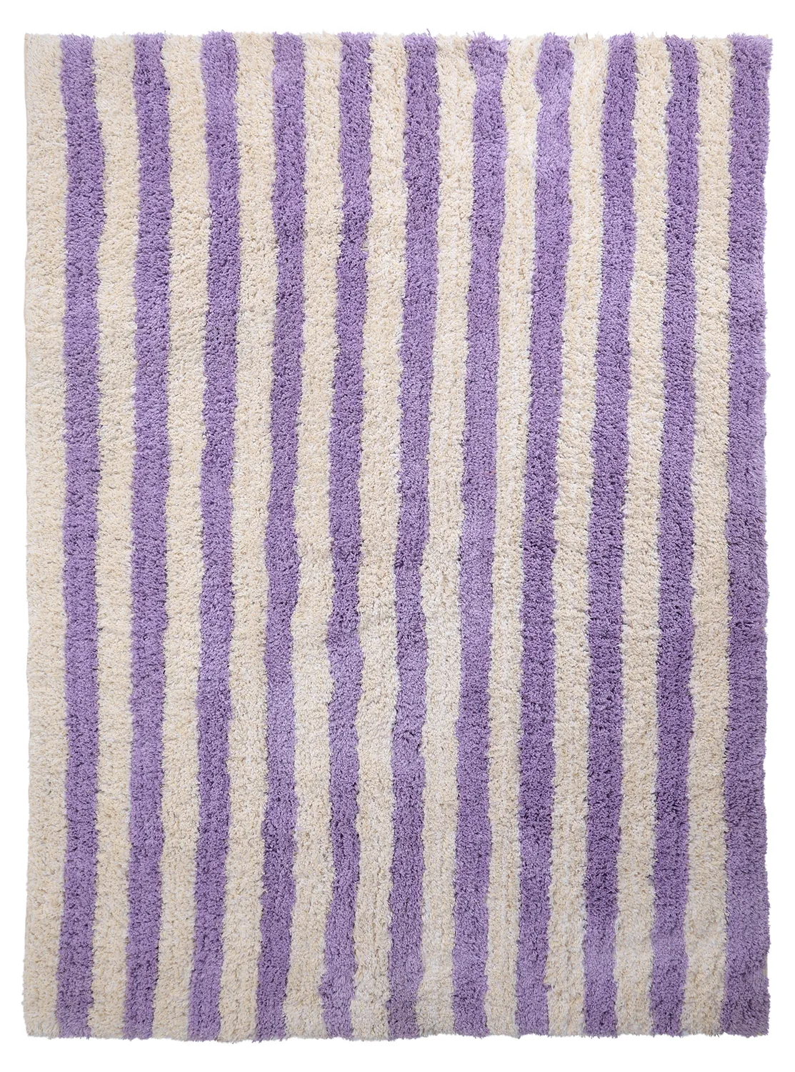 Ryetepper - Thira Stripe Cotton Shaggy (krem/lys lilla) (Størrelse: 80 x 150 cm)
