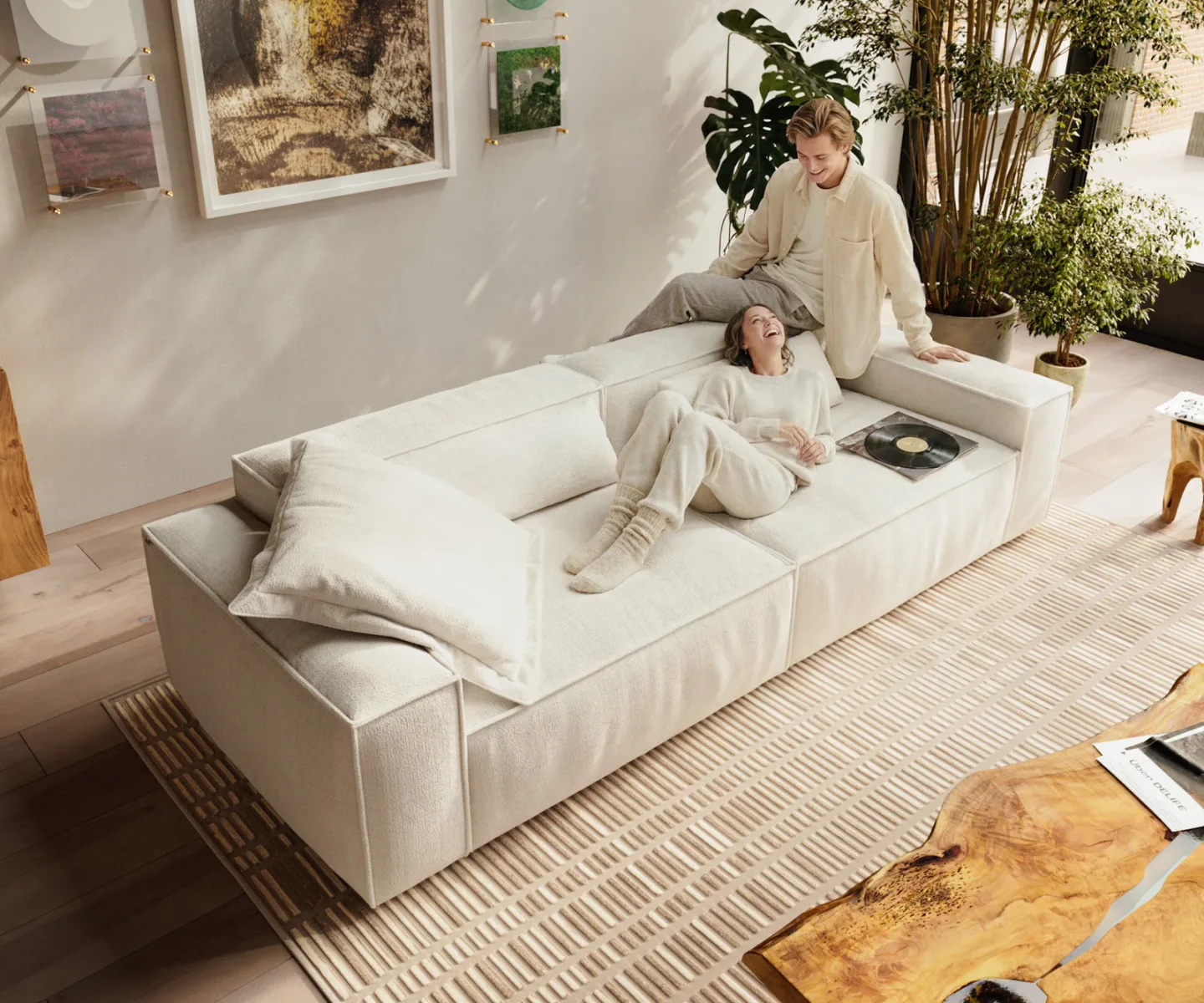Big-Sofa Freestyle Cozy 280x110 cm Bouclé Soft Beige