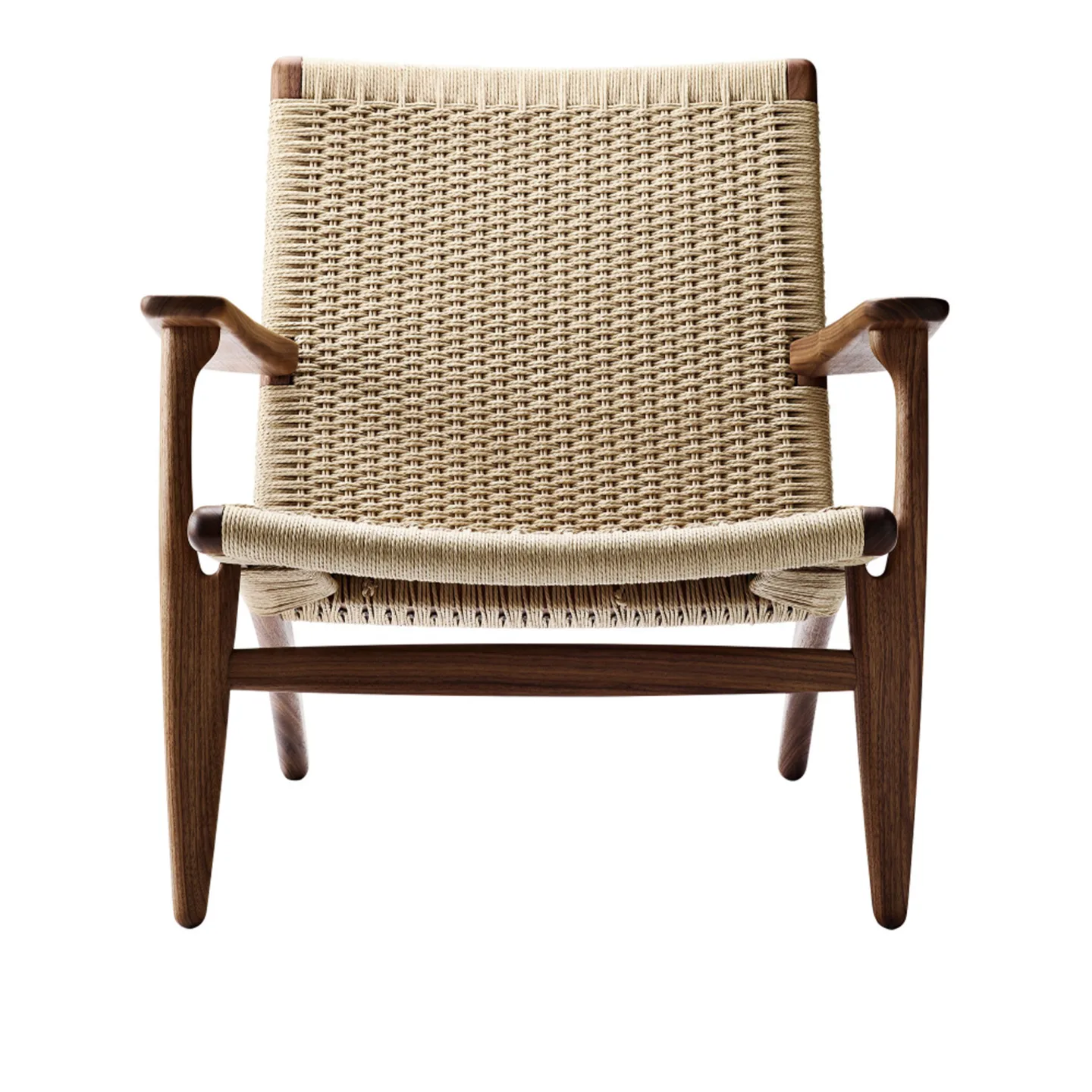 Carl Hansen - CH25, Klarlackad Valnöt, Naturflätat papperssnöre - Fåtöljer - Hans J. Wegner - Träfärgad - Naturmaterial/Trä