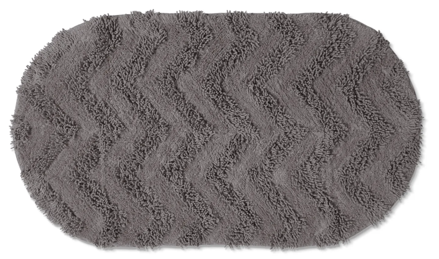Oval baderomsmatte - Tressa (mørkegrå) (Størrelse: 50 x 90 cm)