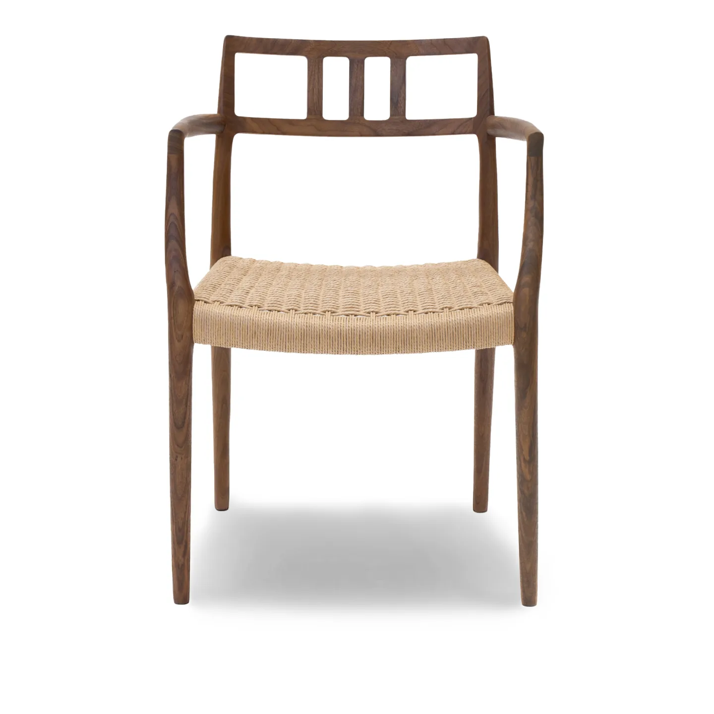 J.L. Møller - Model 64 armchair Walnut, Oil, Natural Rope - Matstolar - Niels Otto Møller - Beige - Papper/Trä