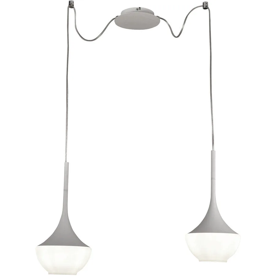 Pendellampe Lindita Weiss Glas/Metall 70 cm 35 cm - Material: Metall/Glas