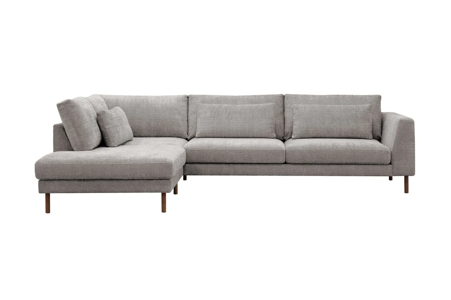Florenz 4-sits Vänstervänd L-formad Schäslongsoffa i Chenille - Ljusgrå