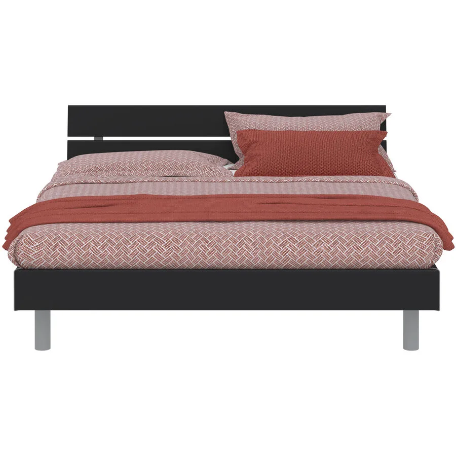 Modular Bett Livorno Schwarz, Grau MDF 160 x 200 cm