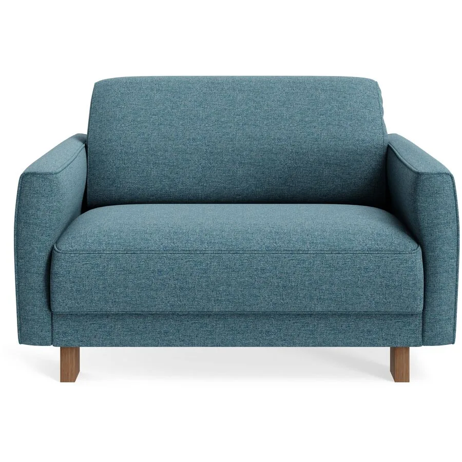 Sessel Avena Petrol Stoff, Walnuss B 117 T 96 H 74 cm - Möbel Konfigurator: Traummöbel individuell zusammenstellen