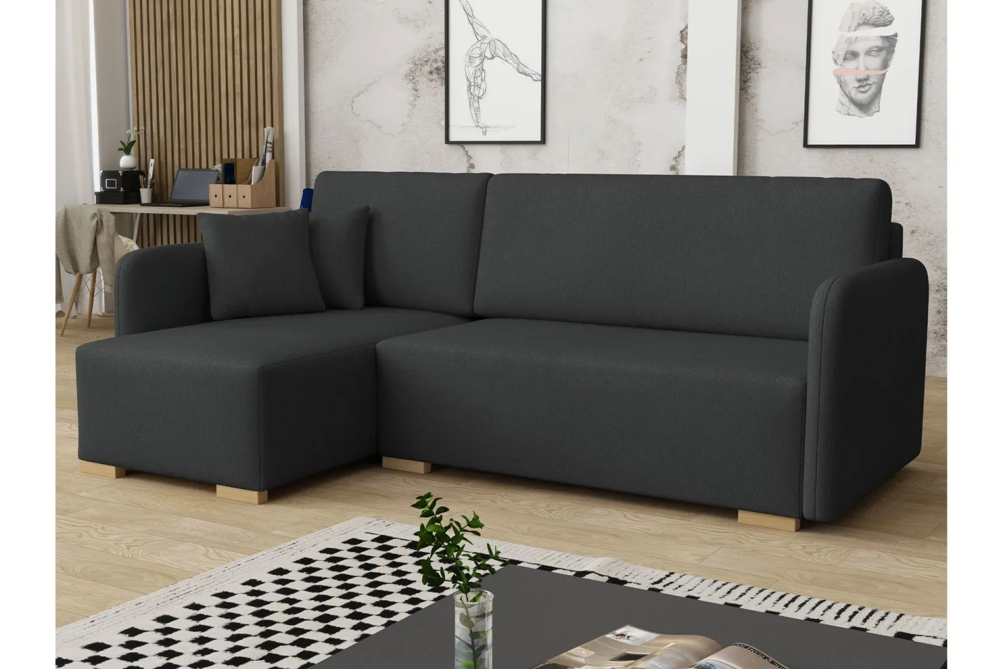 Amelus Bäddsoffa m. Divan 4-sits - Grå