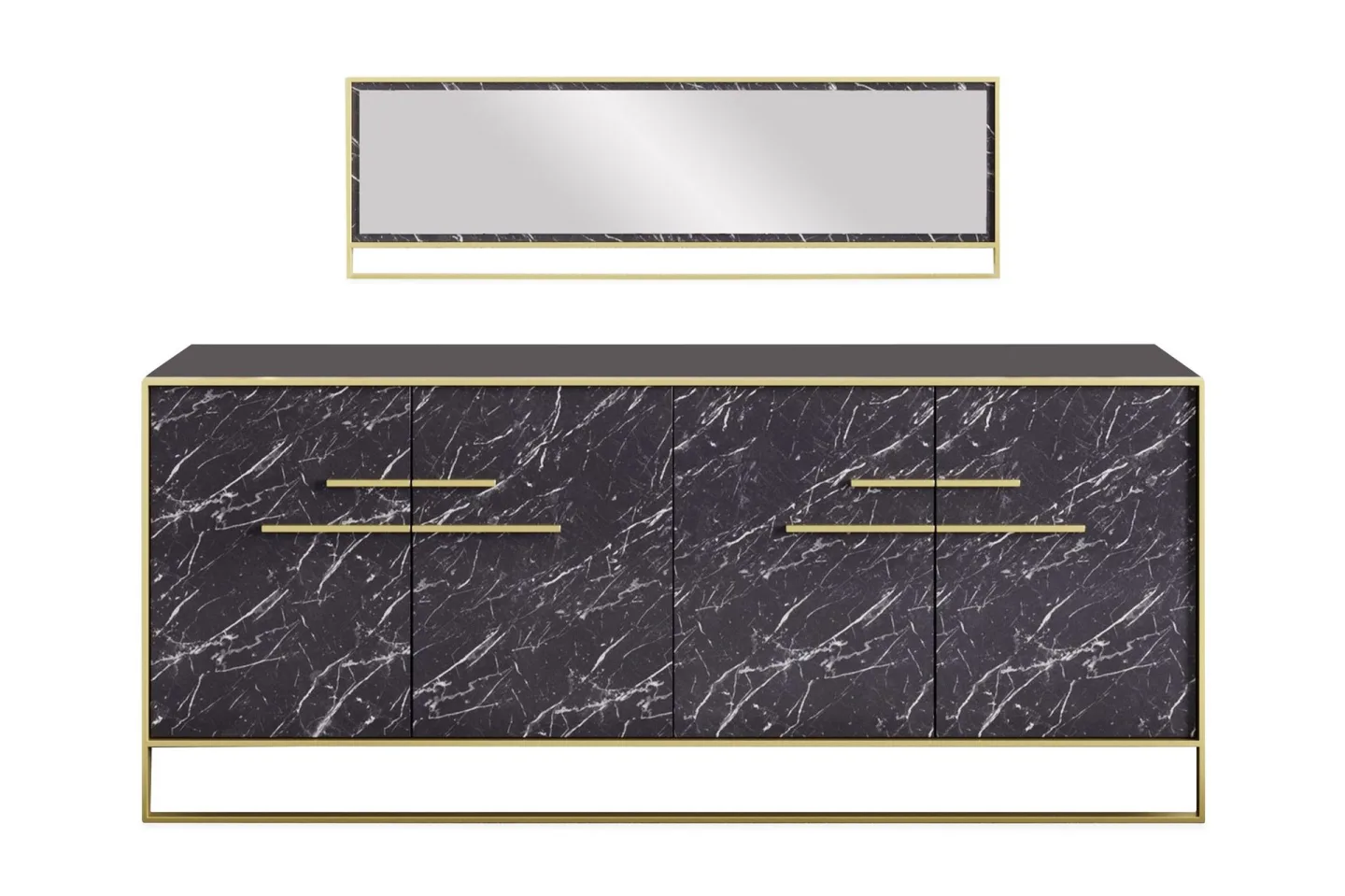 Susia Sidobord 180 cm - Guld|Svart