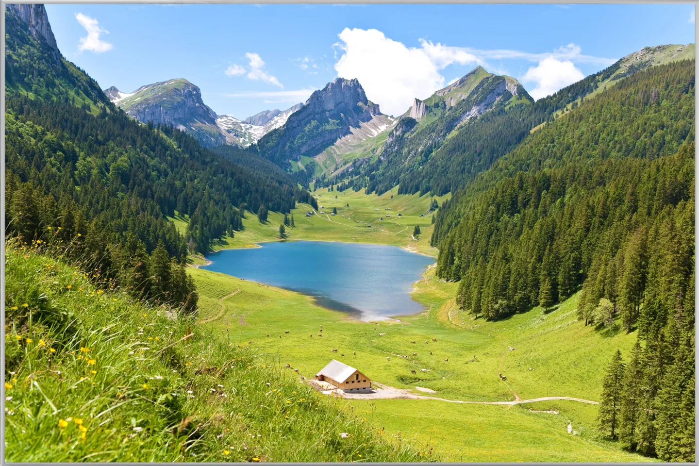 image LAND Bild mit Rahmen See im Tal Zwischen Den Bergen | Schubiger Möbel