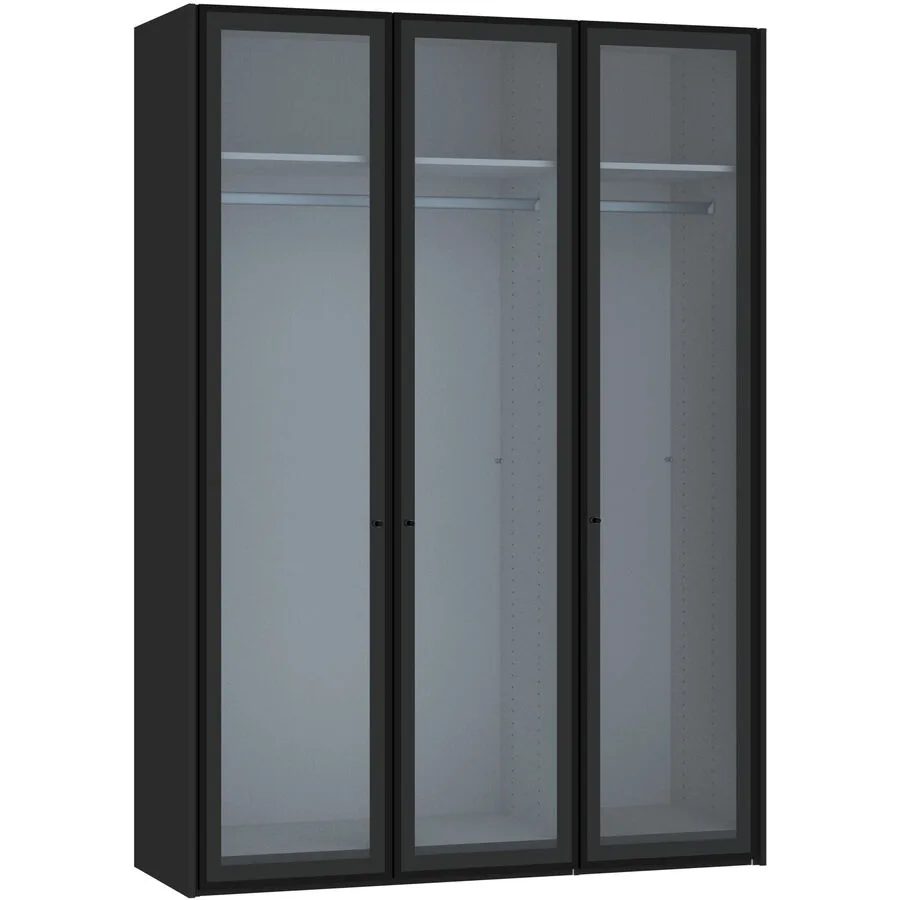 Kleiderschrank Arena Drehtüren schwarz/transparent Holzwerkstoff/Glas B 153 cm - Schweizer Möbelhersteller