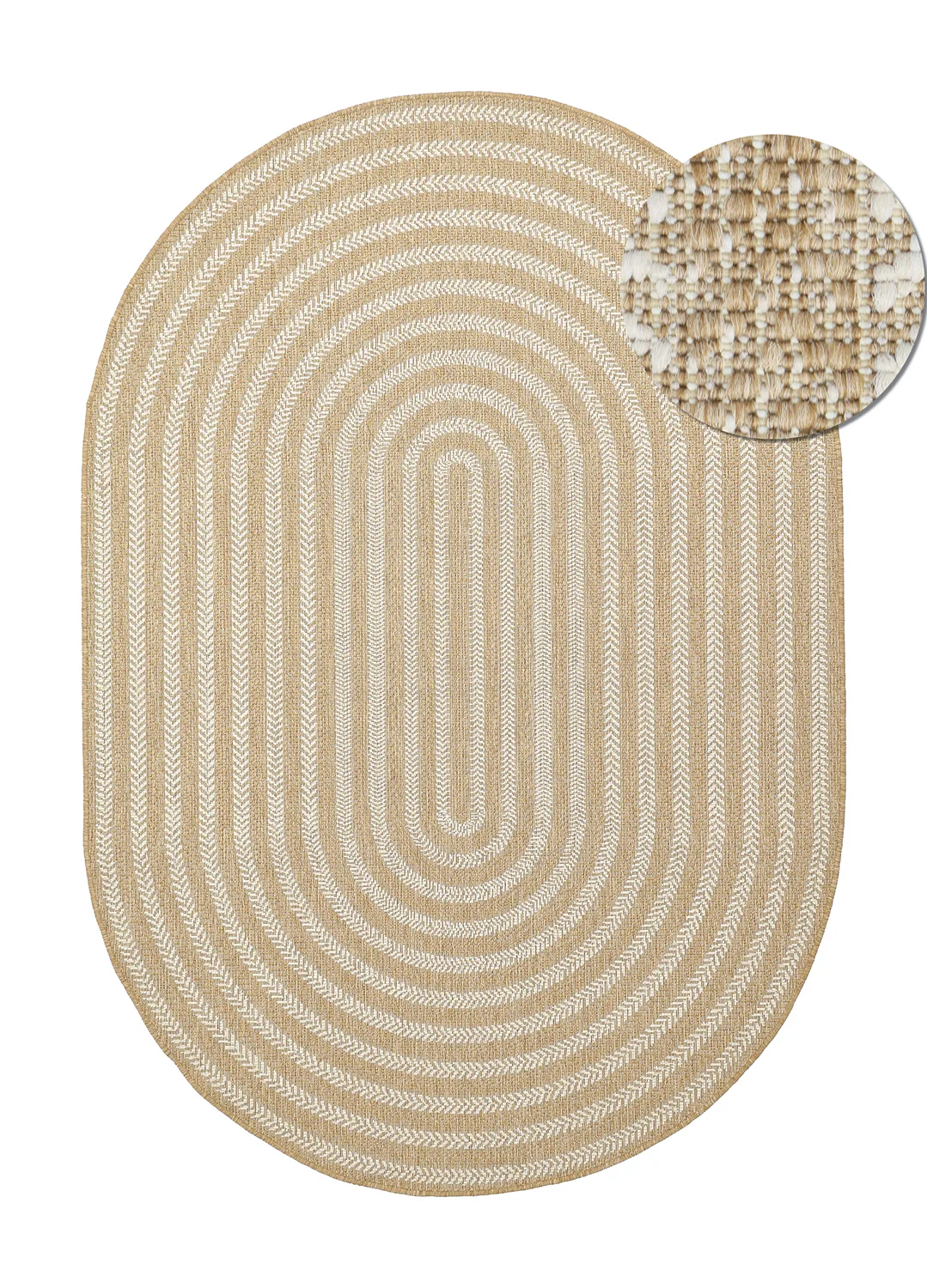 Ovalt teppe - Indoor/outdoor Leander (natur) (Størrelse: 160 x 230 cm)