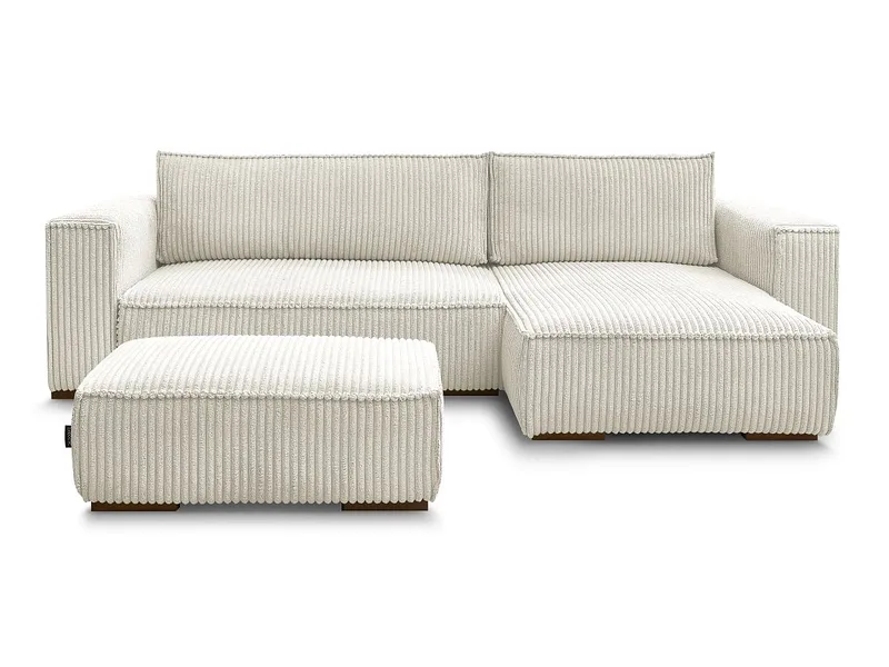 Ecksofa mit Hocker BOBOCHIC CHELSEA Cord-Stoff beige