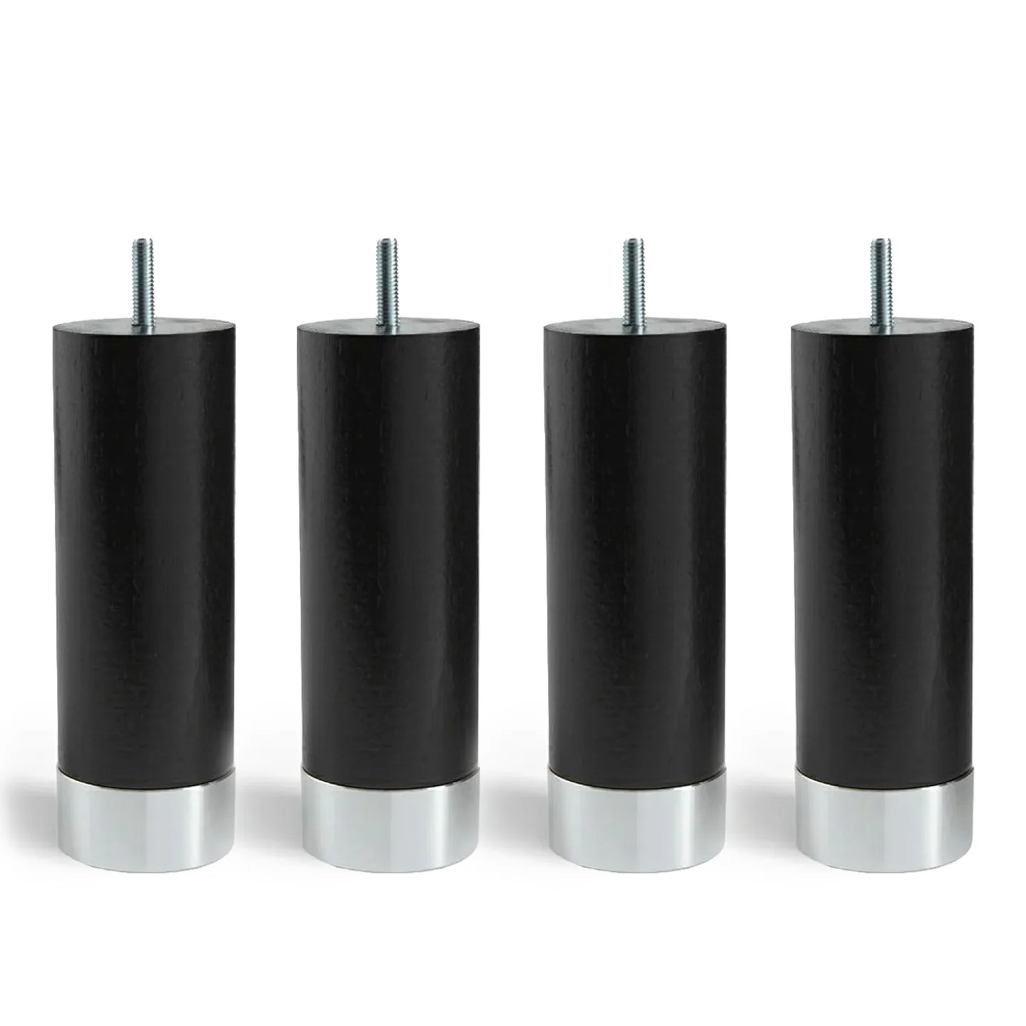 Carpe Diem Beds - Cylinder sängben Svart med aluminium 4-pack 17 cm - Sängben - Träfärgad