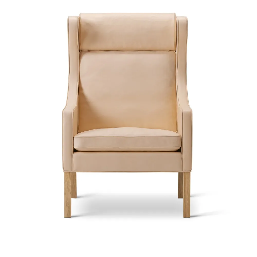 Fredericia Furniture - Mogensen 2204 Wing Chair, Oak soap, Leather Cat. 4 - 90 Natural - Fåtöljer - Børge Mogensen - Brun - Läder/Trä