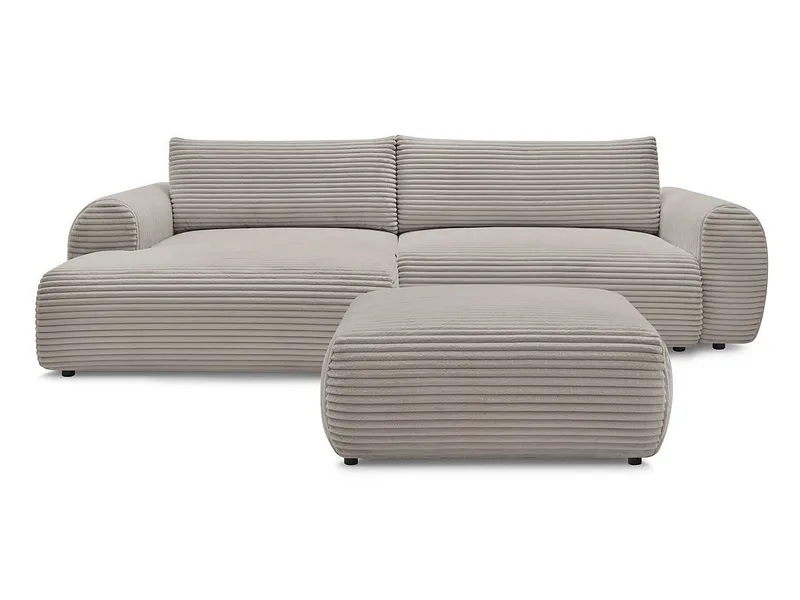 Ecksofa mit Hocker BOBOCHIC LUCIEN Cord-Stoff taupe