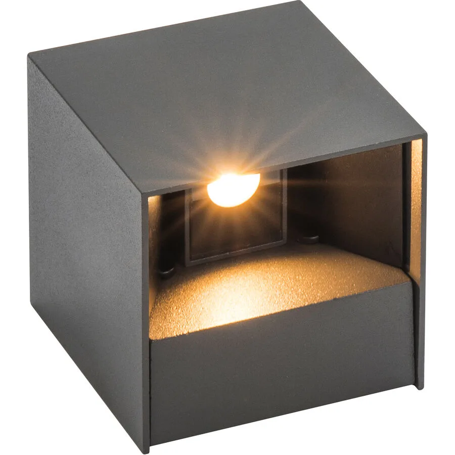 Wandlampe aussen Durant Grau Aluminium 8 cm 8 cm - Farbe: anthrazit - Material: Aluguss - LED - Lichtfarbe: Warmweiss - LED Energiesparlampen