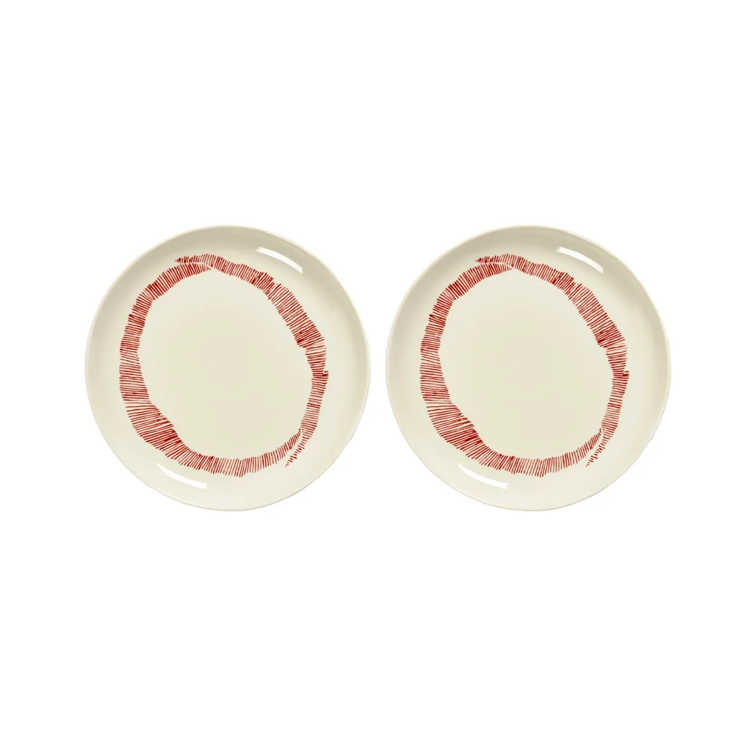 Serax Ottolenghi Feast Teller S Ø19 cm 2er Pack White stripes-red