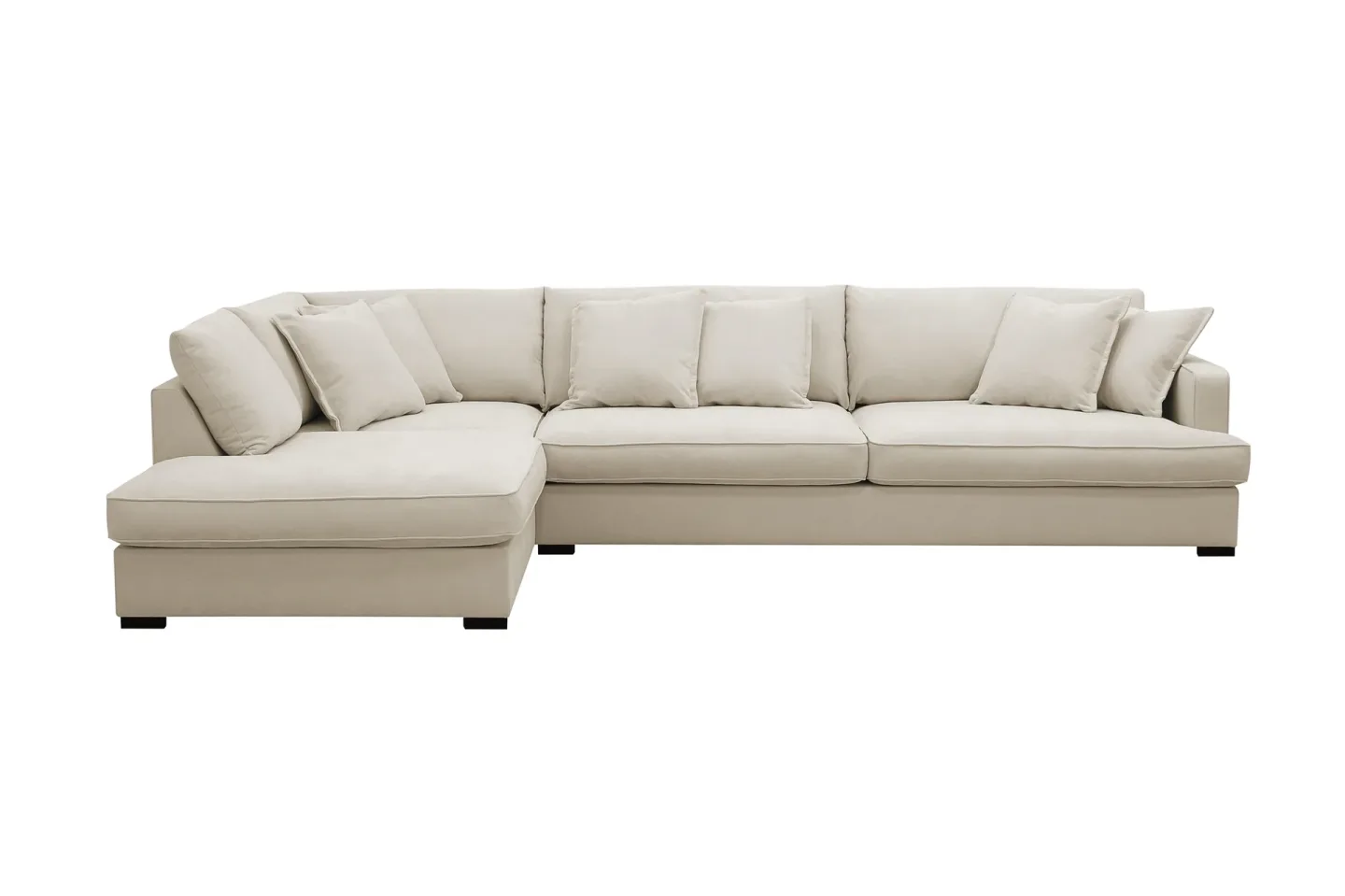 Rossita Lyx 4-sits Vänstervänd L-formad Extra Djup Schäslongsoffa i Tyg - Beige Tyg