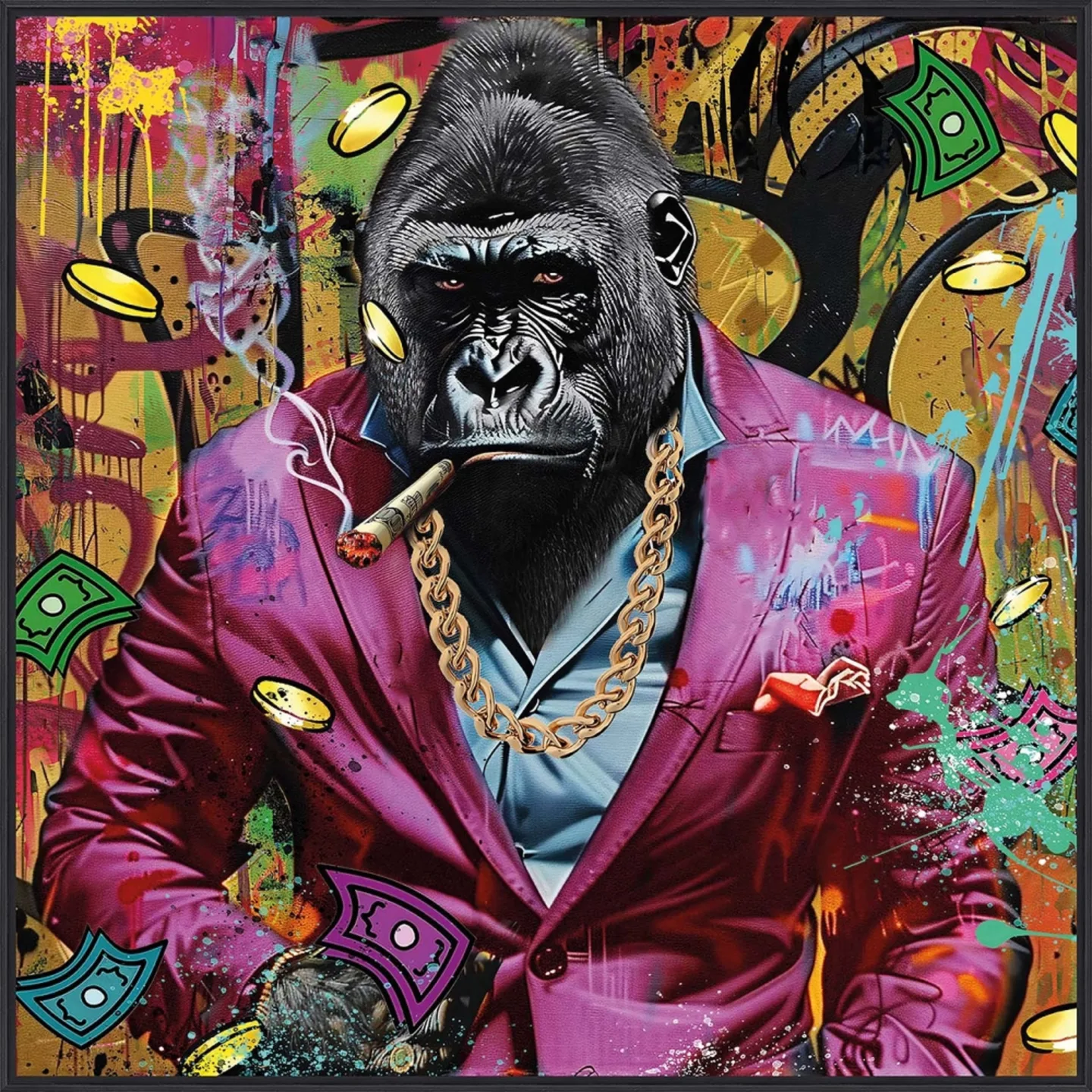 image LAND Gemälde Gentleman Pink Gorilla | Schubiger Möbel