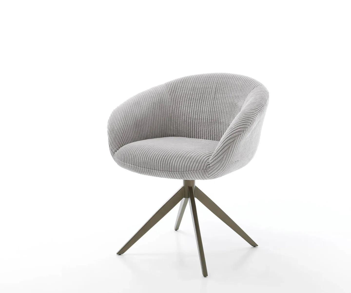 Drehstuhl Vinka-Flex mit Armlehnen Cord Silbergrau Kreuzgestell breit Effektfinish Titan 360° drehbar Taschenfederkern