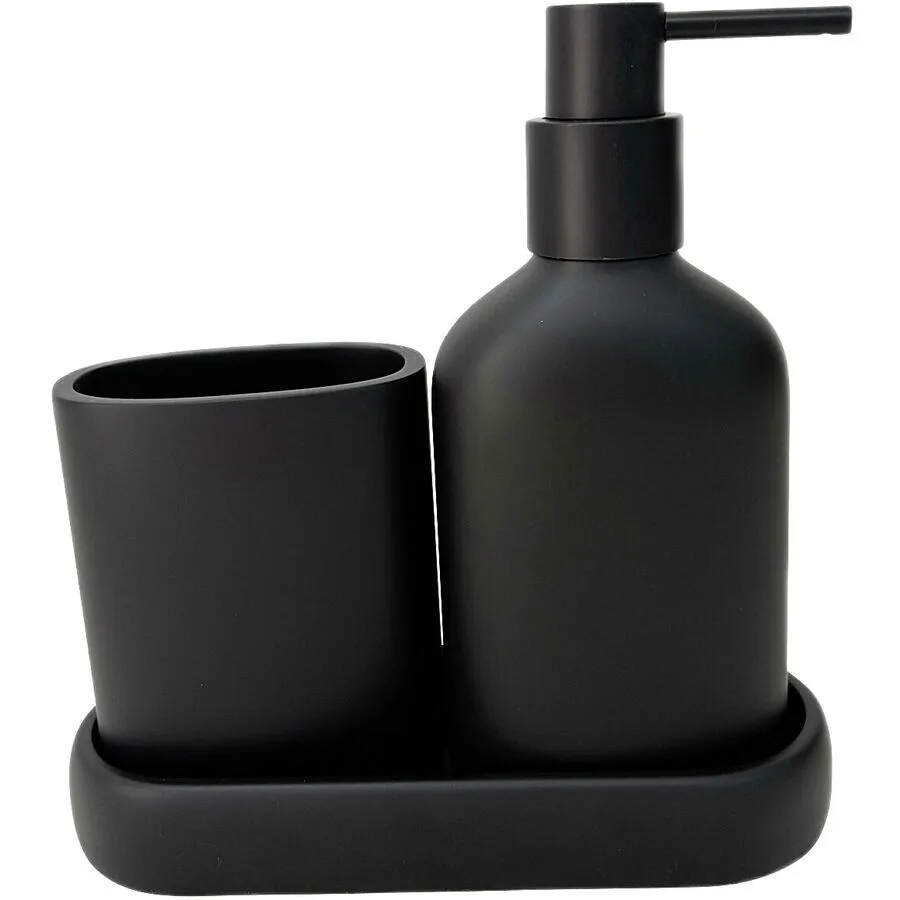 Badezimmer-Set Kim schwarz Polyresin