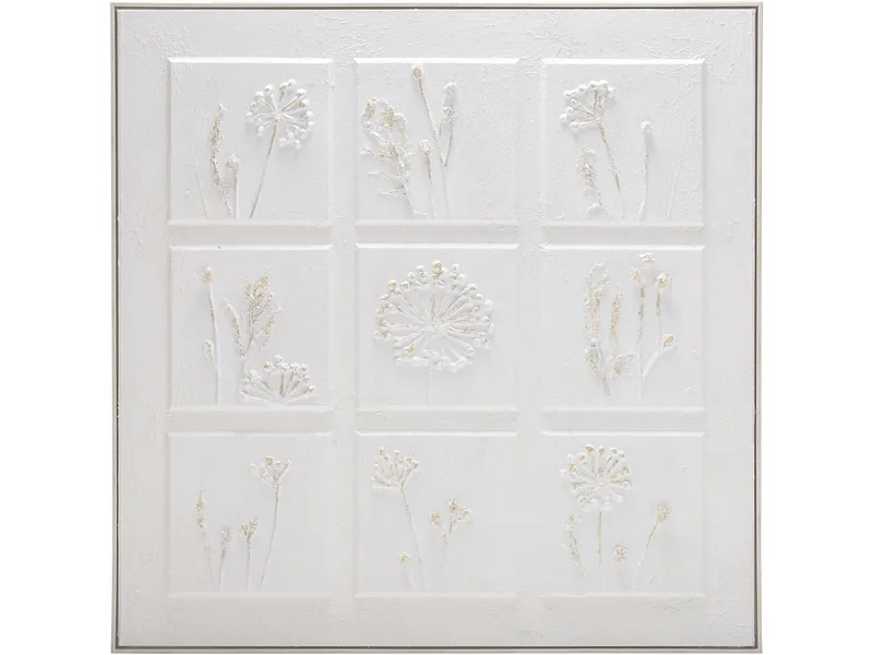 Strukturierte Leinwand INDIA 1 Stück weiss 100x100x3.5cm