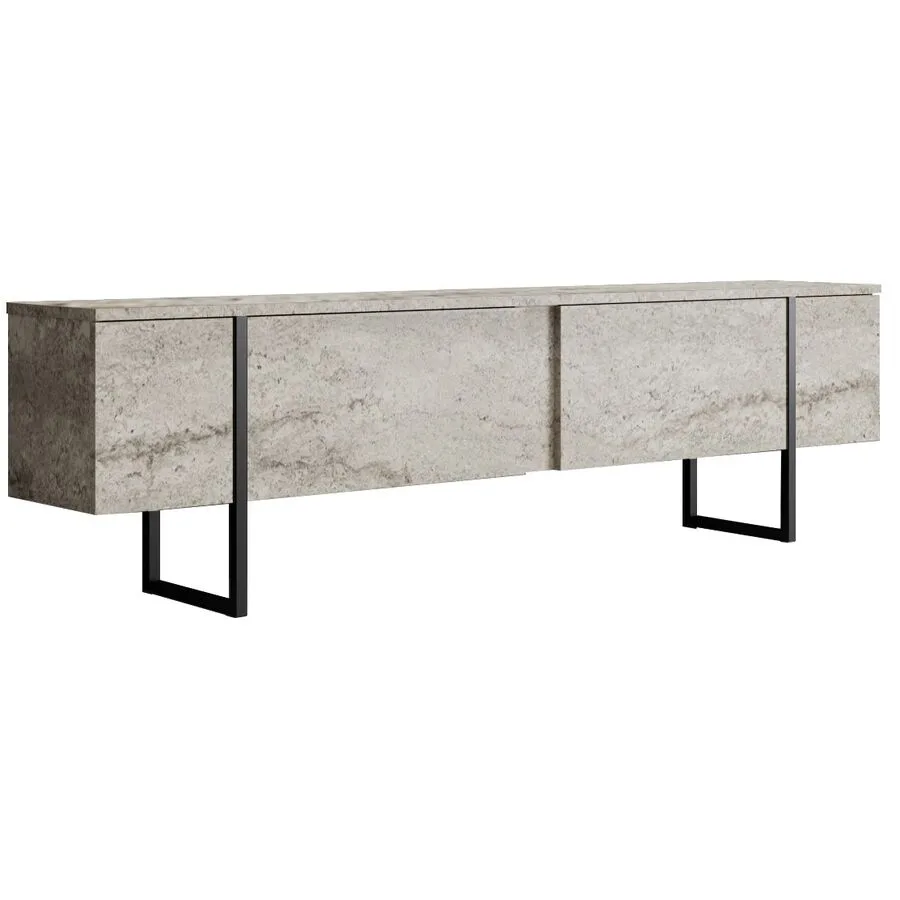TV-Möbel Yasam beige Melaminbeschichtete Spanplatte B 180 cm 30 kg