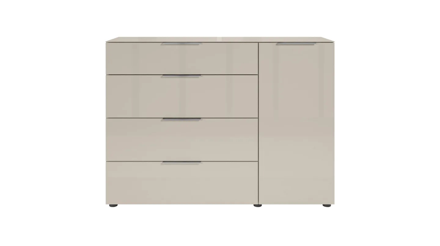 Kommode 4 Schubladen Beige-Kaschmir - Glas - 135 cm - SANTORIN
