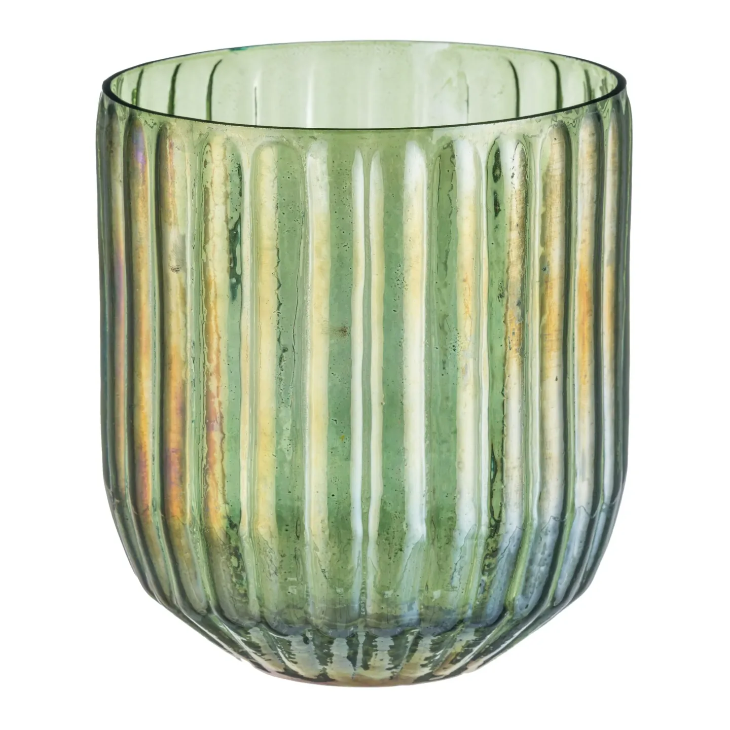 Gasper Vase Glas Geriffelt, Moos H: 17 cm | Schubiger Möbel