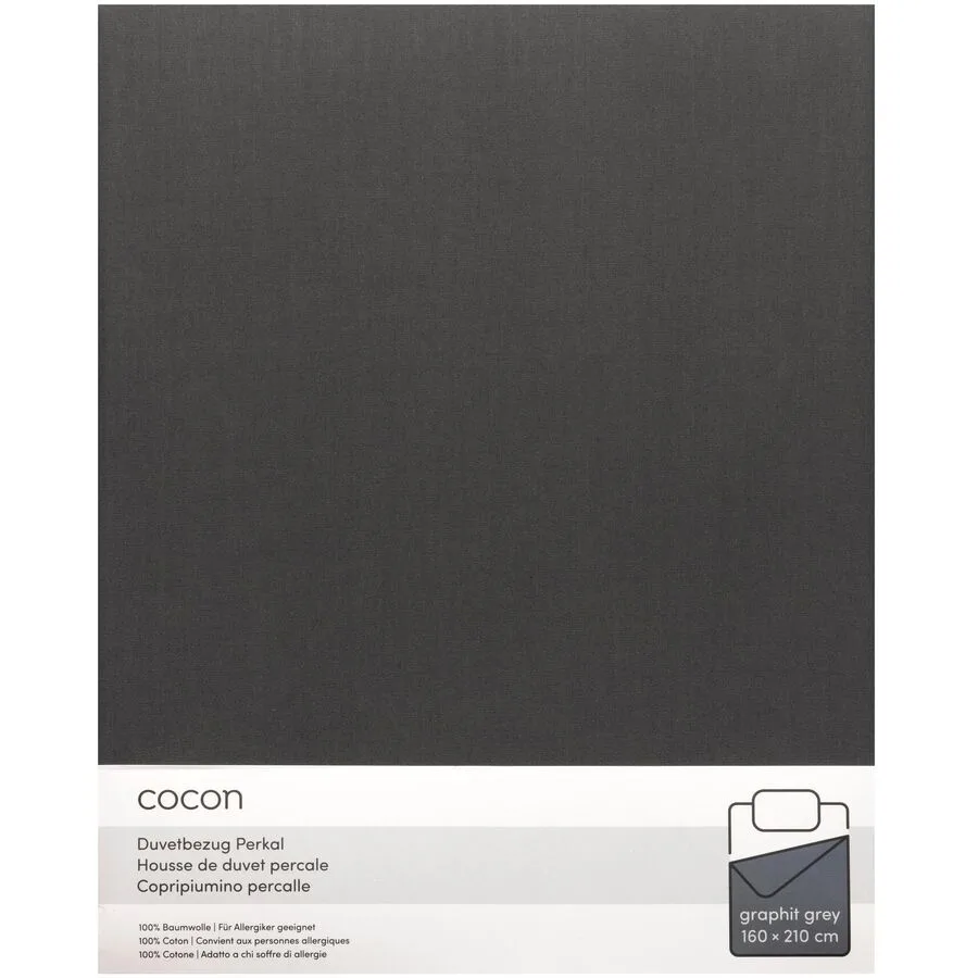 Duvetbezug COCON Graphit Baumwolle 160 x 210 cm - Material: Perkal