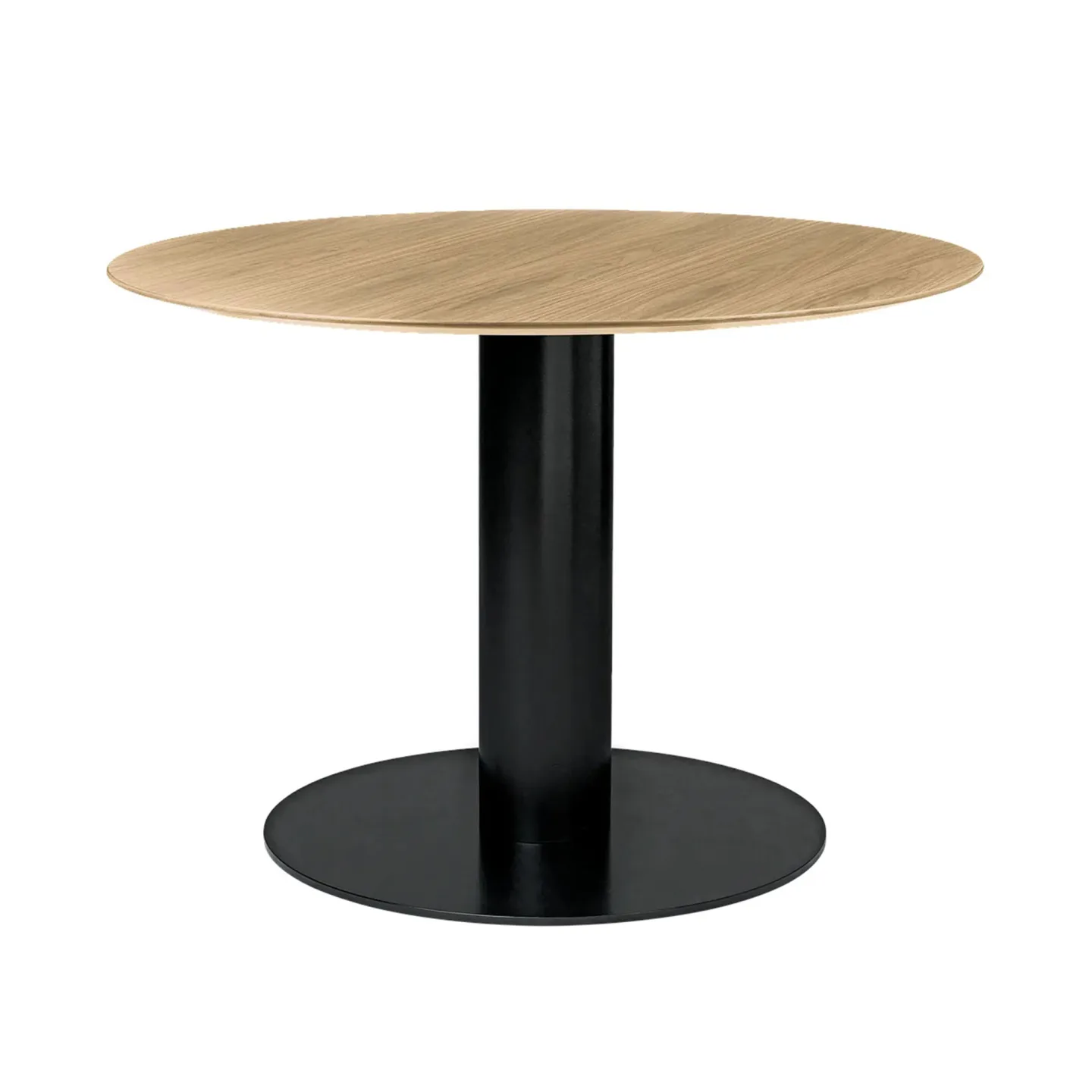 Gubi - GUBI 2.0 Dining Table, Ø 110 cm, Skiva: Trä - Ek, Bas: Svart - Matbord - Träfärgad - Metall/Trä
