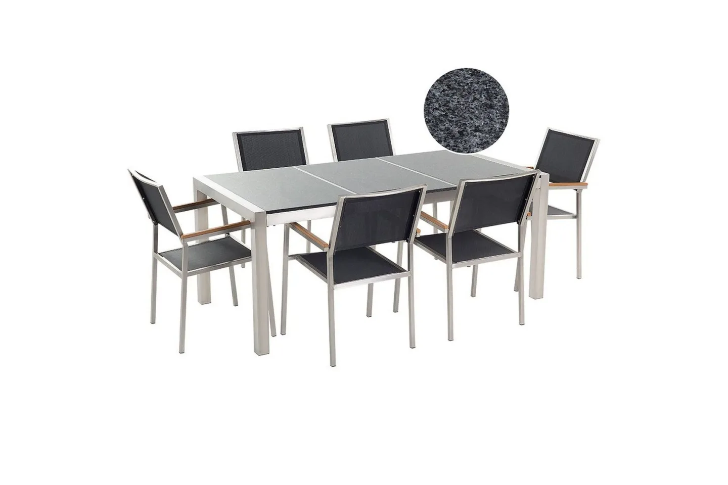 Matsalsset Grosseto Grafitgrå/Svart/Silver, 6-Sits - Grafitgrå/Svart/Silver, 6-Sits