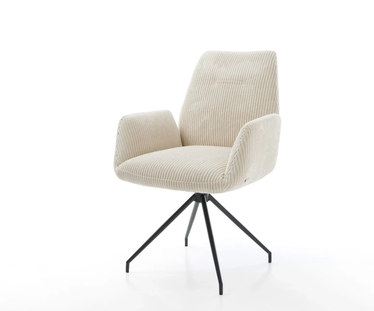 Esszimmerstuhl Zoa-Flex Cord Beige Kreuzgestell konisch Schwarz Taschenfederkern
