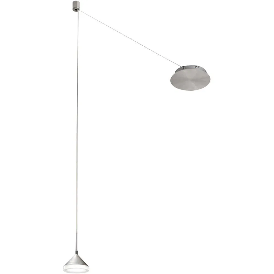 Pendellampe Devin Grau Metall 350 cm - Farbe: Nickel sat./chrom/Alu - LED - Lichtfarbe: Warmweiss - LED Energiesparlampen