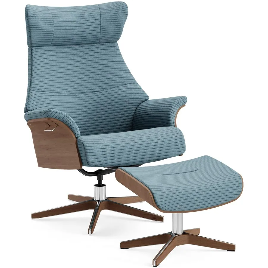 Conform Sessel Airness Petrol, Natur, Silber Stoff, Walnuss, Aluminium B 182 T 163 H 101 cm - Möbel Konfigurator: Traummöbel individuell