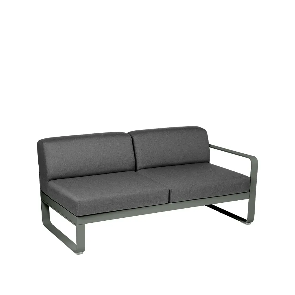 Fermob Bellevie Right modulsoffa 2-sits Rosemary (grön), graphite grey dyna