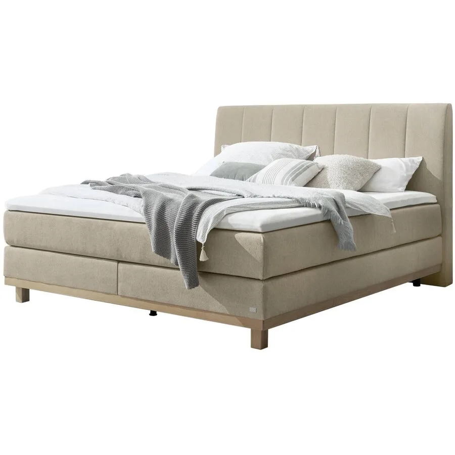 Hasena Boxspringbett Estela sand Stoff 200 x 200 cm