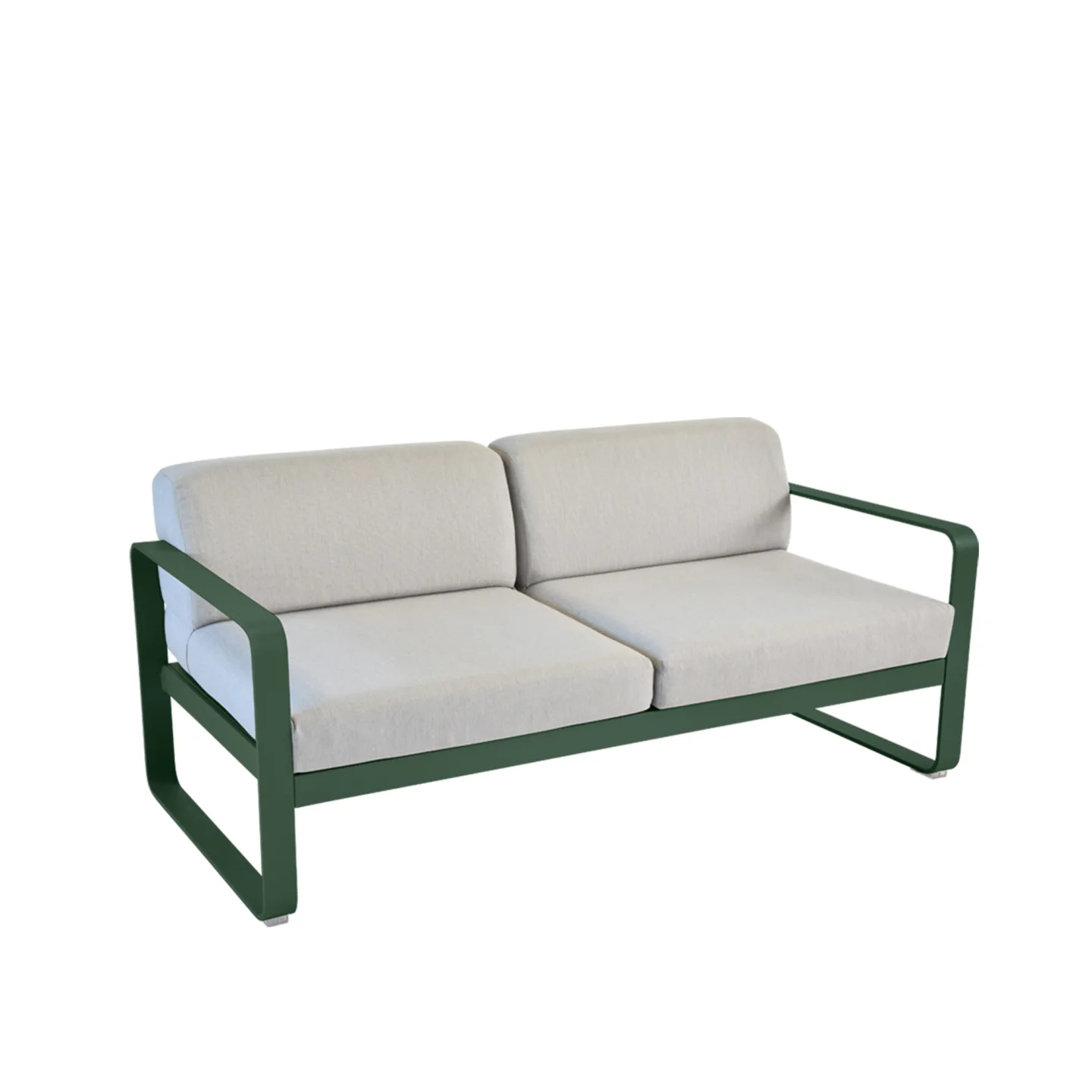 Fermob - Bellevie 2 Seater Sofa Flannel Grey Cushions, Cedar Green - Soffor utomhus - Pagnon & Pelhaître