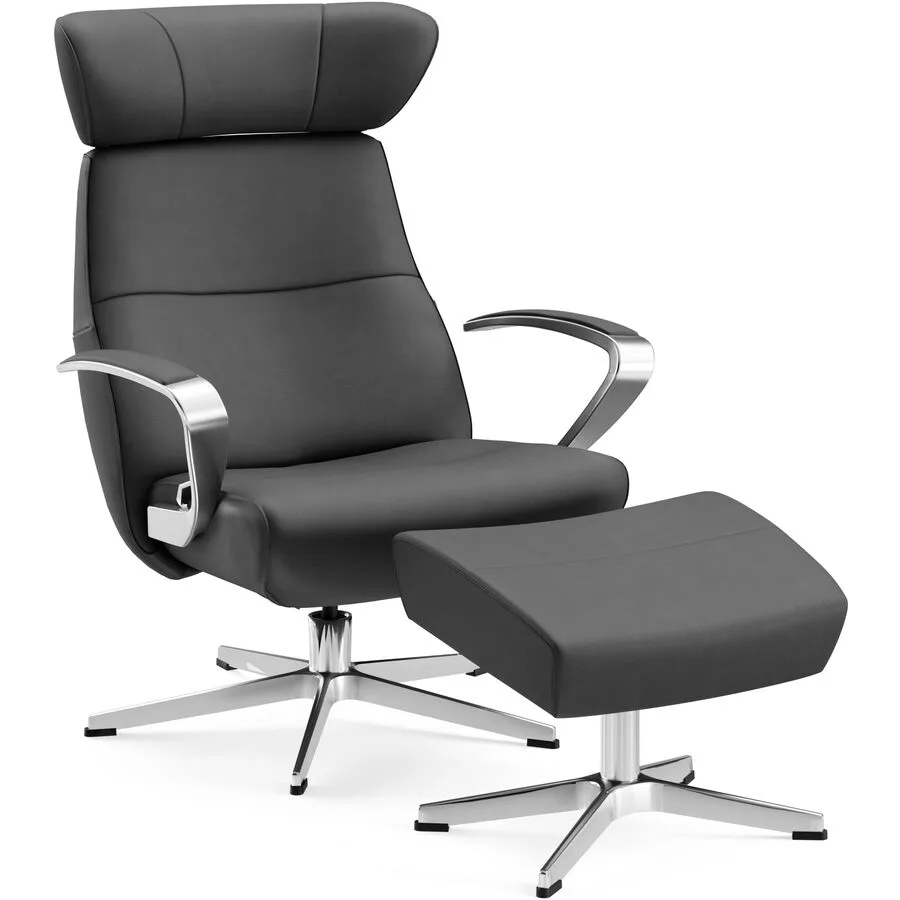 Conform Sessel Enno Schwarz, Silber Leder, Aluminium B 81 T 163 H 99 cm - Möbel Konfigurator: Traummöbel individuell zusammenstellen
