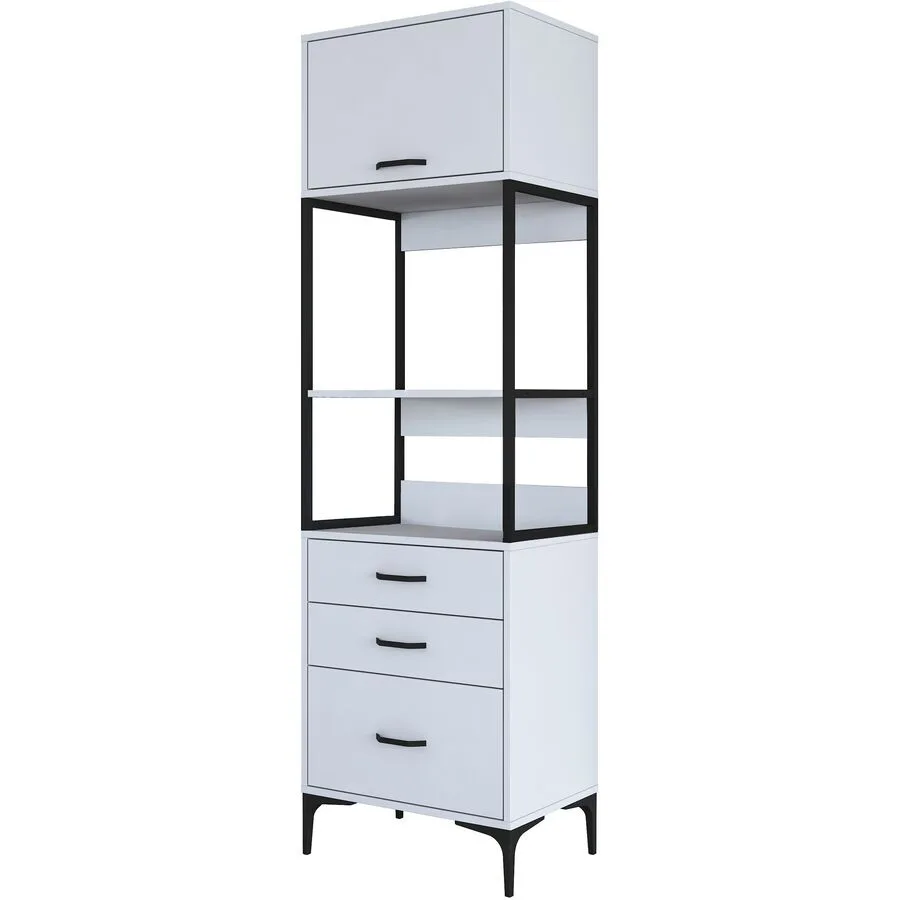 Schrank Yemek weiss melaminbeschichtete Spanplatte B 60 cm H 198.6 cm