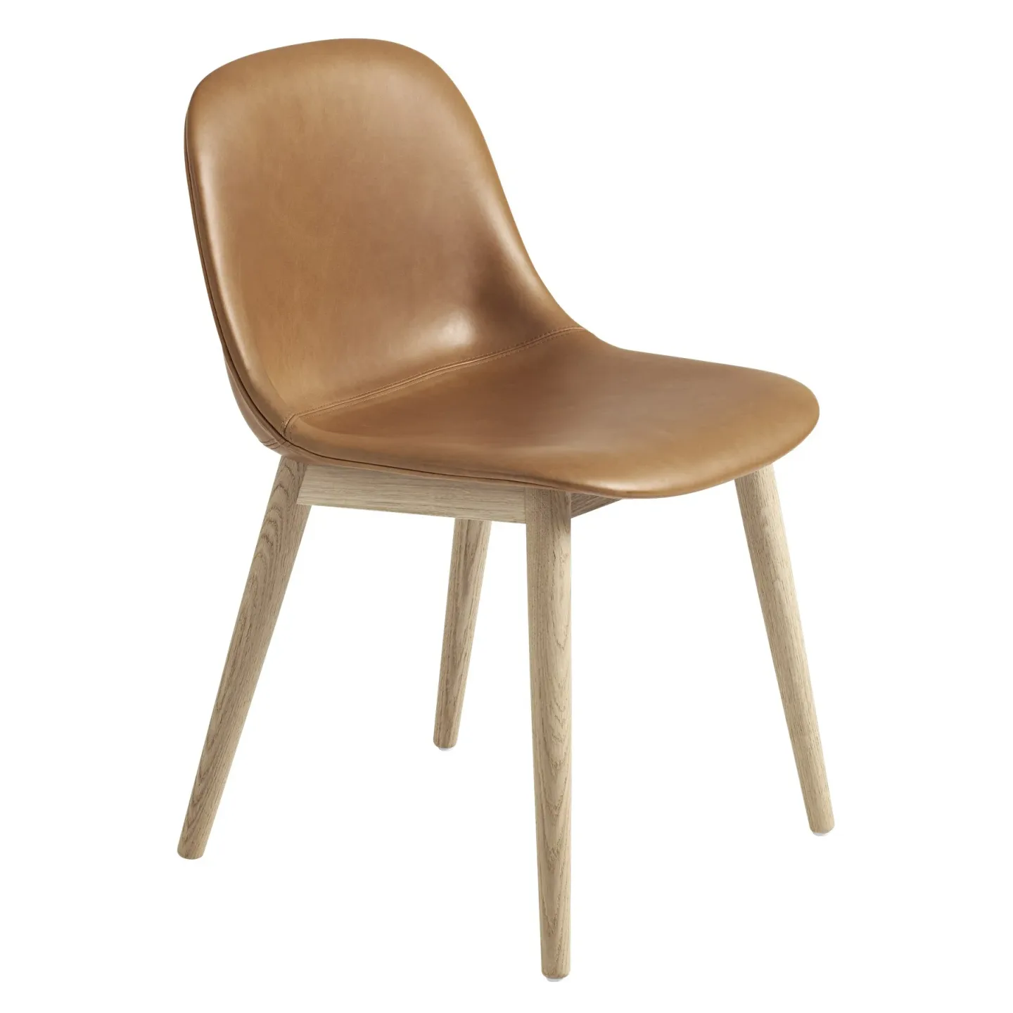 Muuto Fiber Side Chair stol med träben Refine leather cognac-Oak