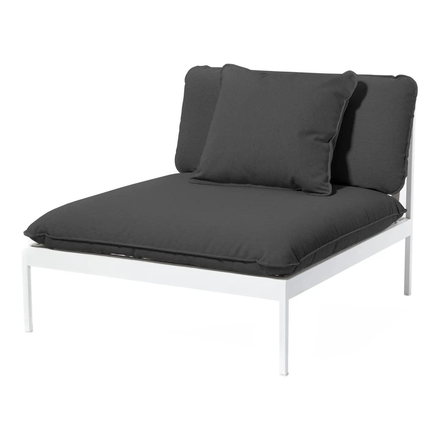 Skargaarden - Bönan Lounge Chair, Light Grey Aluminum Frame, Cushion Dark Grey Sunbrella Sling - Fåtöljer utomhus - Studio Norrlandet - Grå - Metall/Textilmaterial/Skum