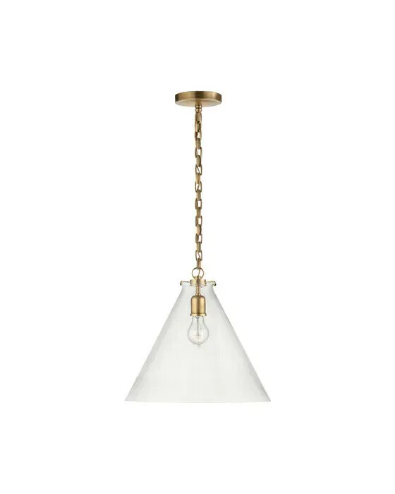 Katie Conical Pendant Antique Brass/Clear