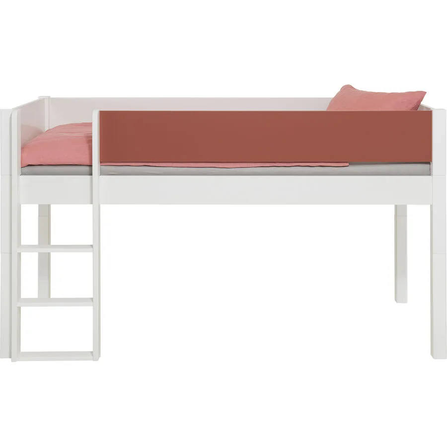Kinderbett Elina weiss, rot Buche 90 x 200 cm