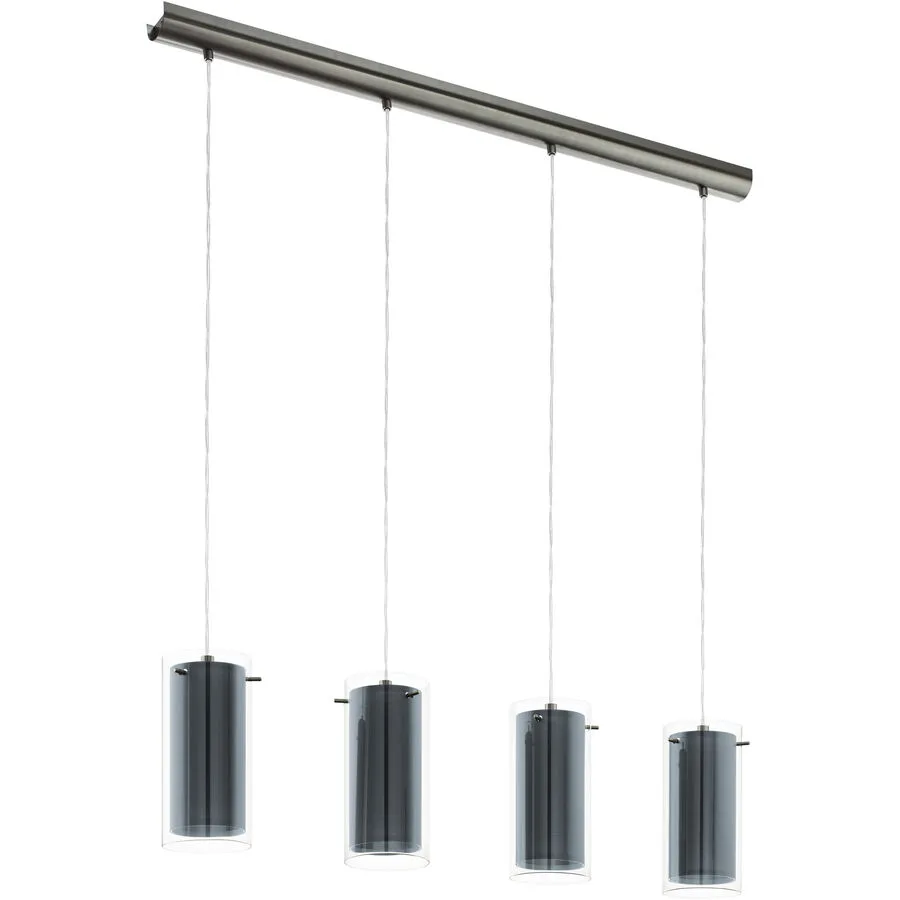 Eglo Pendellampe Pinto Textil Grau Stahl 12 cm 110 cm - Farbe: Nickel matt